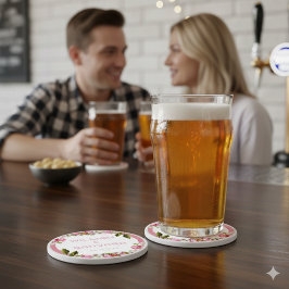 Porta-copo De Pedra Pink Elegant Floral Stone Drink Coaster