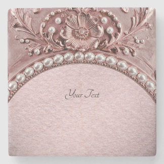 Porta-copo De Pedra Pink Flower Stone Coaster
