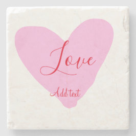 Porta-copo De Pedra Pink heart love happy Valentine's day text red nam