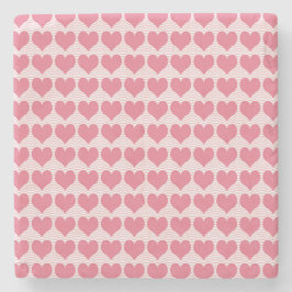 Porta-copo De Pedra Pink Hearts Seamless Pattern