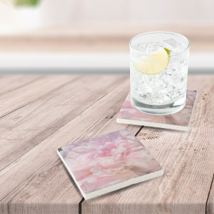 Porta-copo De Pedra Pink Peony Blossom
