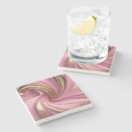 Porta-copo De Pedra Pink Swirl Modern
