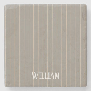 Porta-copo De Pedra Pinstripes bege personalizado