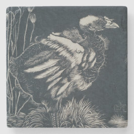 Porta-copo De Pedra Pintinho de pássaro emergindo de seu ninho (por Ja