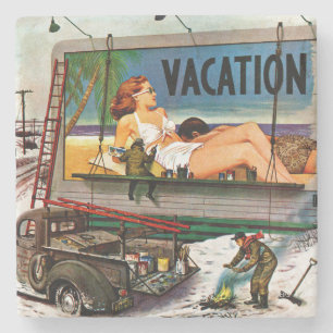 Porta-copo De Pedra Pintores do quadro de avisos no inverno por Stevan