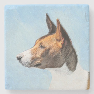 Porta-copo De Pedra Pintura Basenji - Arte Original Custa