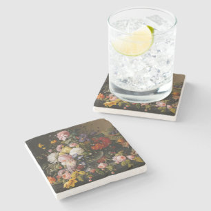 Porta-copo De Pedra Pintura Clássica Floral Estática com Vida Útil e B