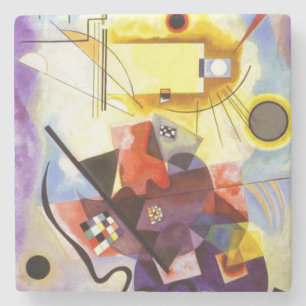Porta-copo De Pedra Pintura de Abstrato Amarelo Azul Kandinsky