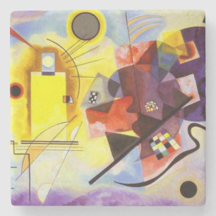 Porta-copo De Pedra Pintura de Abstrato Amarelo Azul Kandinsky