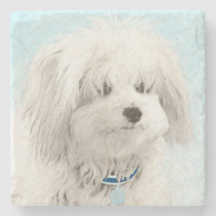 Porta-copo De Pedra Pintura de Algodão de Tulear - Arte de Cachorro O