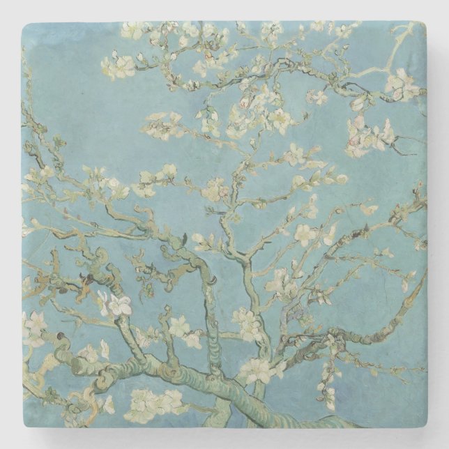 Porta-copo De Pedra Pintura de Almond Blossoms por Van Gogh (Frente)
