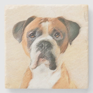 Porta-copo De Pedra Pintura De Cachorro Descortada Arte Animal Origina