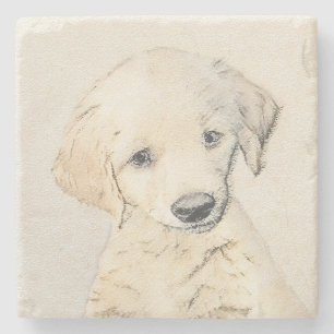 Porta-copo De Pedra Pintura De Cãozinho Para Retriever ouro - Arte De 