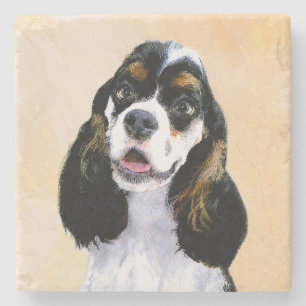 Porta-copo De Pedra Pintura De Cocker Spaniel (Participante) - Arte De