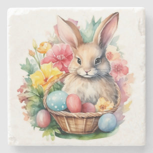 Porta-copo De Pedra pintura de felz pascoa Bunny Watercolor