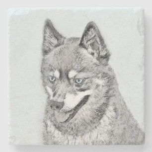 Porta-copo De Pedra Pintura de Klee Kai no Alasca - Arte de Cachorro O