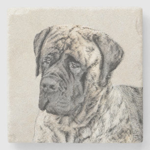 Porta-copo De Pedra Pintura de Mastiff Inglês (Brindle) - Arte Canina
