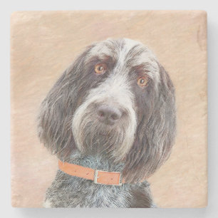 Porta-copo De Pedra Pintura de Spinone Italiano - Arte de Cachorro Ori