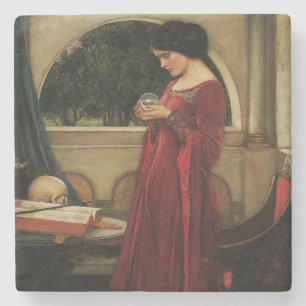 Porta-copo De Pedra Pintura de Waterhouse da Mulher Cristal Ball