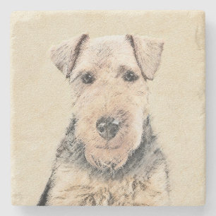 Porta-copo De Pedra Pintura de Welsh Terrier - Arte de Cachorro Origin