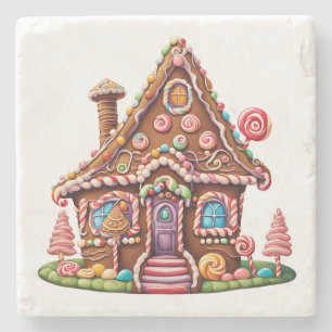 Porta-copo De Pedra Pintura digital elegante de uma casa de pães de ge