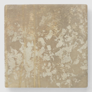 Porta-copo De Pedra Pintura Dourada abstrato com Espectro de Prata