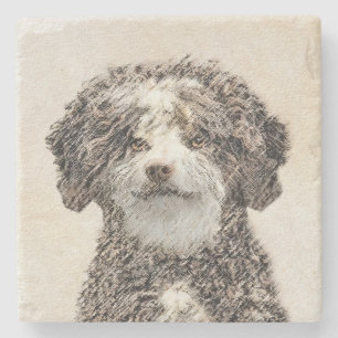 Porta-copo De Pedra Pintura Espanhola de Cachorros - Arte Cachorra Ori