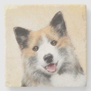 Porta-copo De Pedra Pintura Islandesa Do Cão - Arte Original Do Cão