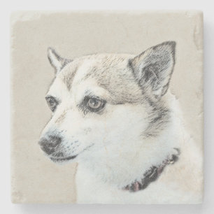 Porta-copo De Pedra Pintura Norueguesa De Lundehund - Arte Original De