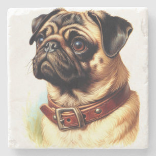 Porta-copo De Pedra Pintura Retroativa de Pug de Cubo