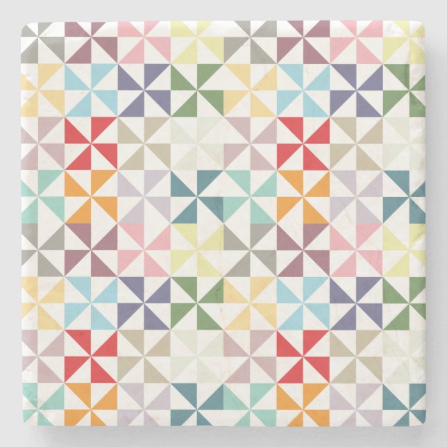 Porta-copo De Pedra Pinwheel geométrico colorido (Frente)