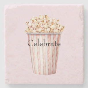 Porta-copo De Pedra Pipoca Blush Movie Time