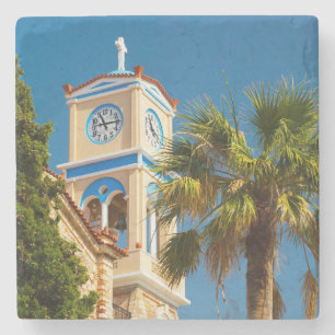 Porta-copo De Pedra Piscina - igreja grega ortodoxo com palmeira