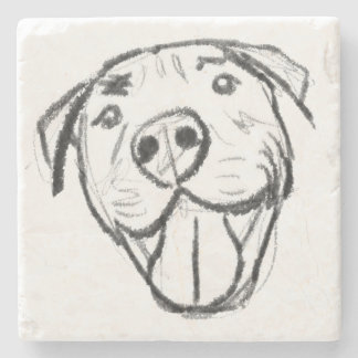 Porta-copo De Pedra pitbull desenhando simples cão amante branco preto