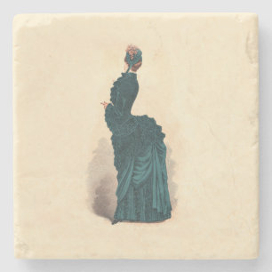 Porta-copo De Pedra Placa de Moda Vitoriana Antiga: Vestido com Arrast