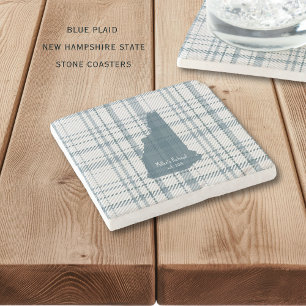 Porta-copo De Pedra Plaid Personalizado New Hampshire Estado de Granit