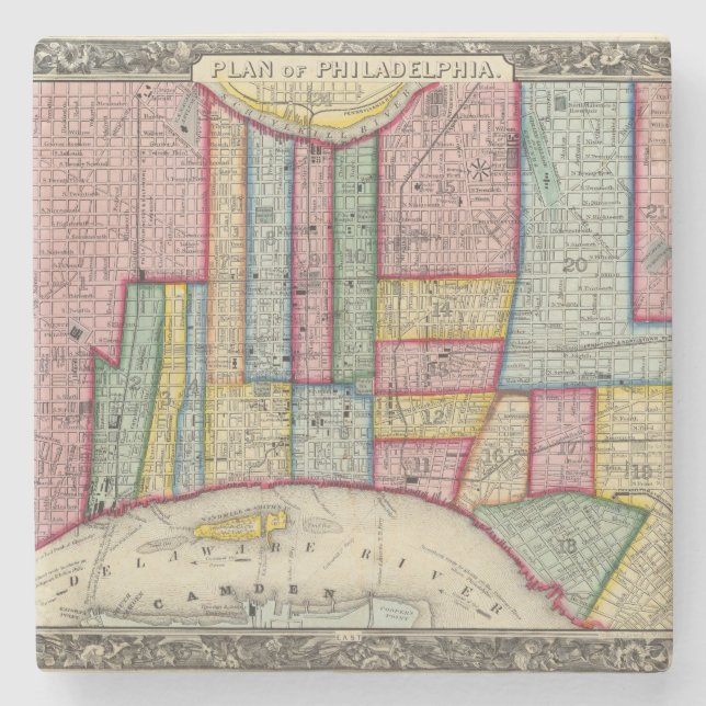 Porta-copo De Pedra Plano de Philadelphfia (Frente)