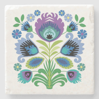 Porta-copo De Pedra Polonês Folhas Roxo