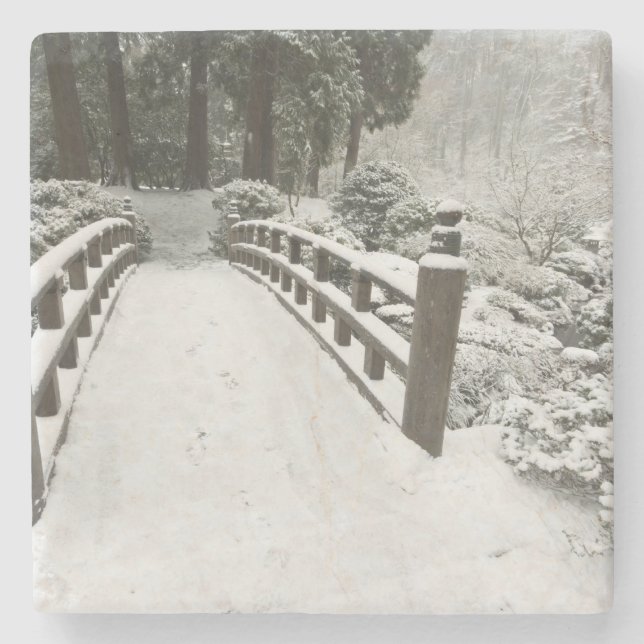 Porta-copo De Pedra Ponte da lua coberta de neve, Jardim Japonês (Frente)
