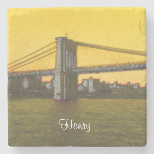 Porta-copo De Pedra Ponte de Brooklyn NYC Amarelo 4Henry (Nome)