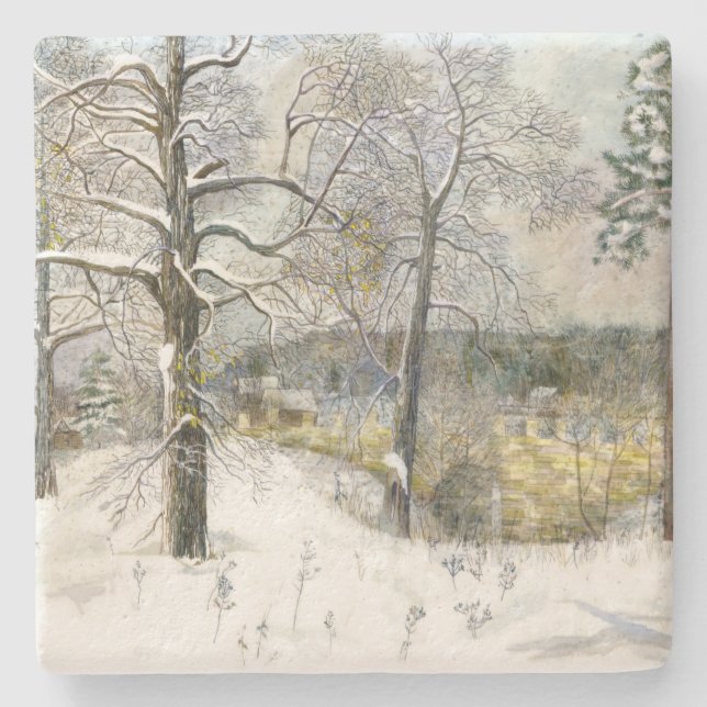 Porta-copo De Pedra Ponte de inverno Pasta de Aquarela (Frente)