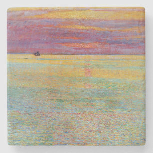 Porta-copo De Pedra Pôr do sol no mar (por Childe Hassam)