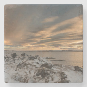 Porta-copo De Pedra Pôr do sol sobre o lago Myvatn, Islândia
