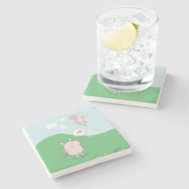 Porta-copo De Pedra Porco Flutuante Bonito Dizendo Oi