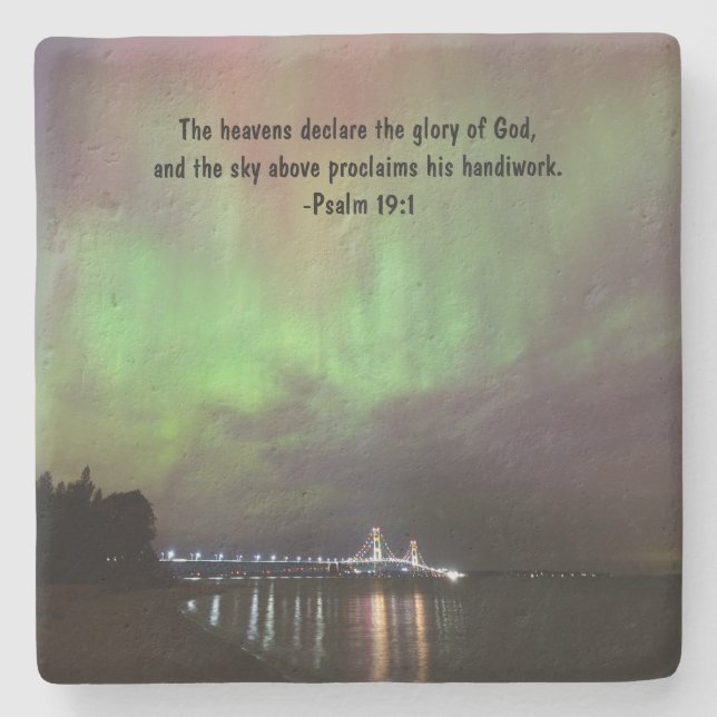 Porta-copo De Pedra Porta copos Aurora da Ponte Mackinac (Frente)