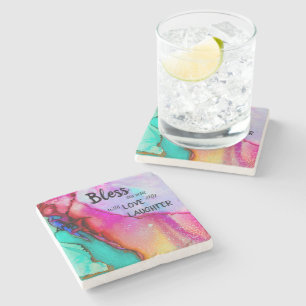 Porta-copo De Pedra Porta copos Colorida de Amor e Risos