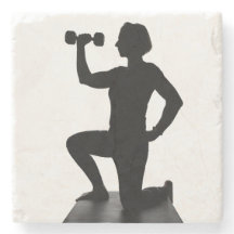 Porta copos da pedra da silhueta do peso de Lisa