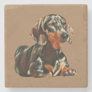 Porta-copo De Pedra Porta copos Dachshund Marble, pintada, linda