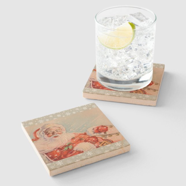 Porta-copo De Pedra Porta copos de Feriado de Santas Sleigh Ride (Lateral)