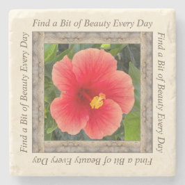 Porta-copo De Pedra Porta copos de fotos marble com hibisco laranja